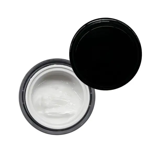 A jar of cream with a tightly sealed lid, ready to preserve its contents.